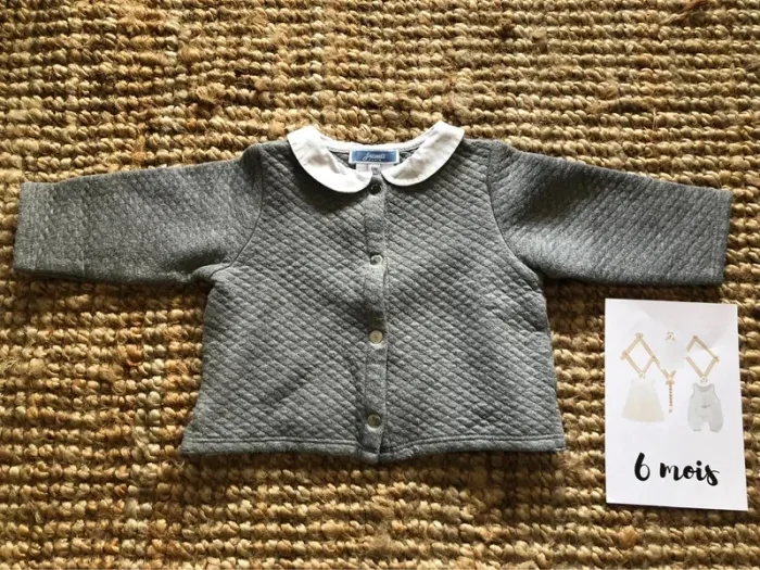 Gilet gris col claudine Jacadi