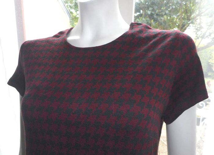 petite robe courte bordeaux et noire pied de coq taille 40 esprit vintage 70 - photo numéro 2