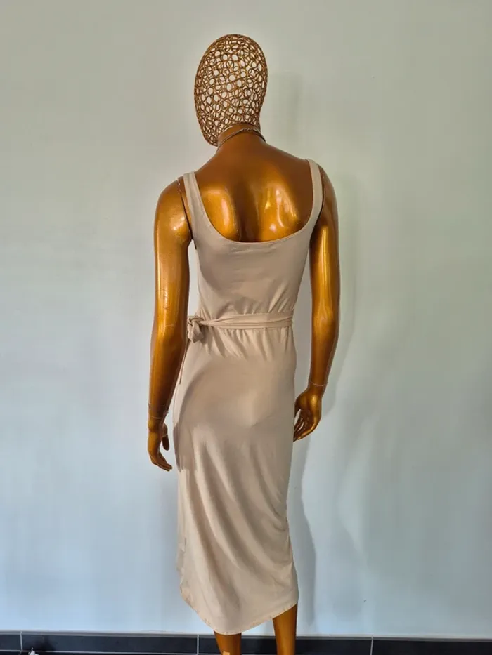 Robe Longue avec ceinture à nouer Crème Femme Taille M/38 - photo numéro 2