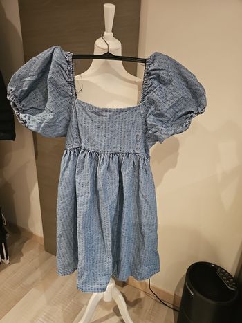 robe levi’s denim bleu manches bouffantes taille m coupe babydoll ete tendance