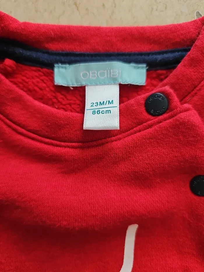 Sweat ours polaire rouge - Obaïbi - 23 mois/86 cm - photo numéro 3