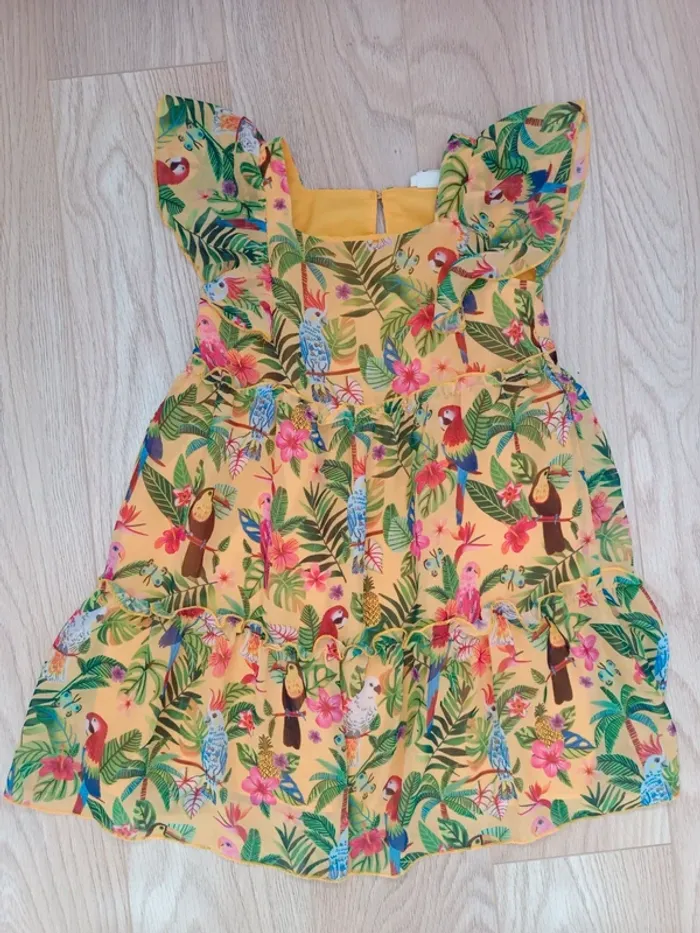 Robe emma jayne h&m jaune perroquet 4/5 ans