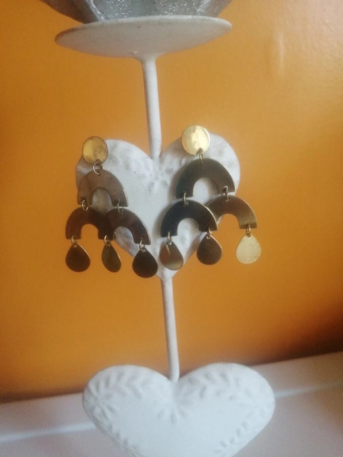 🌸Boucles d'oreilles dorées vieillies articulées 🌸