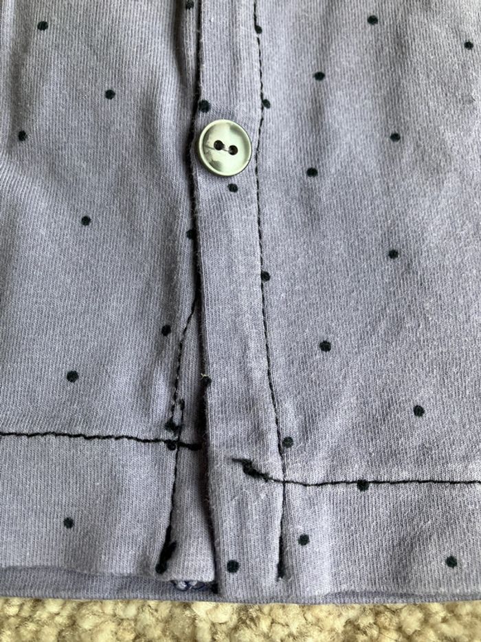 Ensemble assorti violet à pois (tee-shirt et pantalon) fait main - 6 mois - photo numéro 4