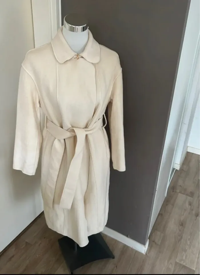 Morgan x iris Mittenaere veste, manteau trench en laine beige taille 36 - photo numéro 2