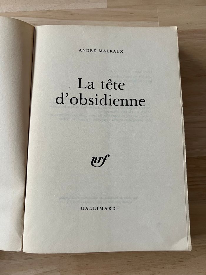 Livre La Tête d’Obsidienne – André Malraux – Gallimard – Bon État - photo numéro 2