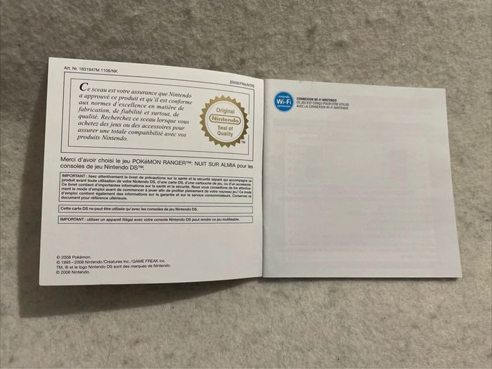 Notice Nintendo DS Pokémon Ranger Nuit sur Almia FRA - photo numéro 2