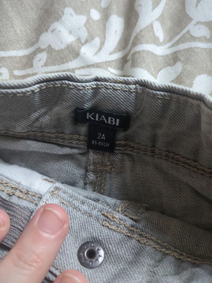 Petit jean gris short court ananas 2 ans ceinture dorée - photo numéro 4