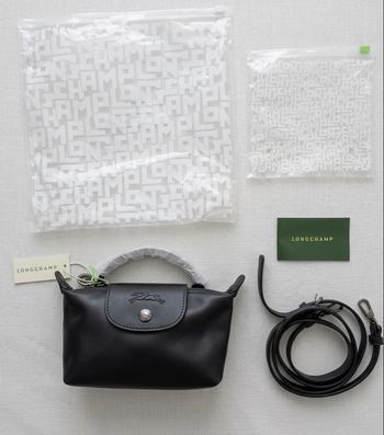 Mini Sac Longchamp Mini Le pliage Cuir Noir