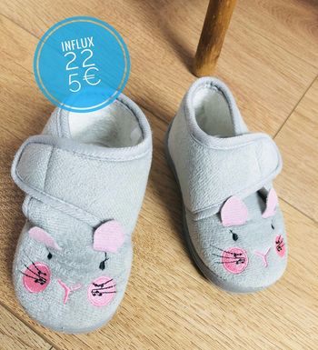 Chaussons souris Influx gris et rose en 22