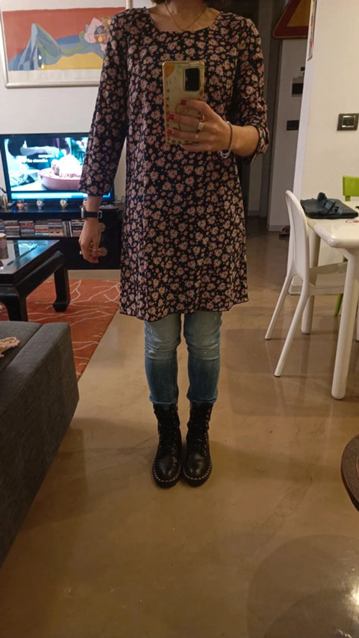 Vestito leggerissimo a fiorellini manica a 3/4 - photo numéro 5