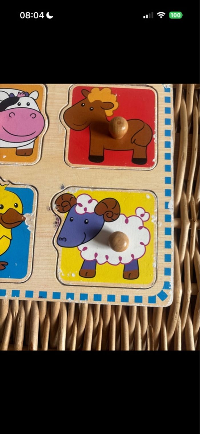 Puzzle animaux en bois état satisfaisant Quelque trace usure - photo numéro 5