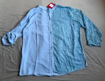 Chemise brodée bleu ciel, E&F, Taille unique