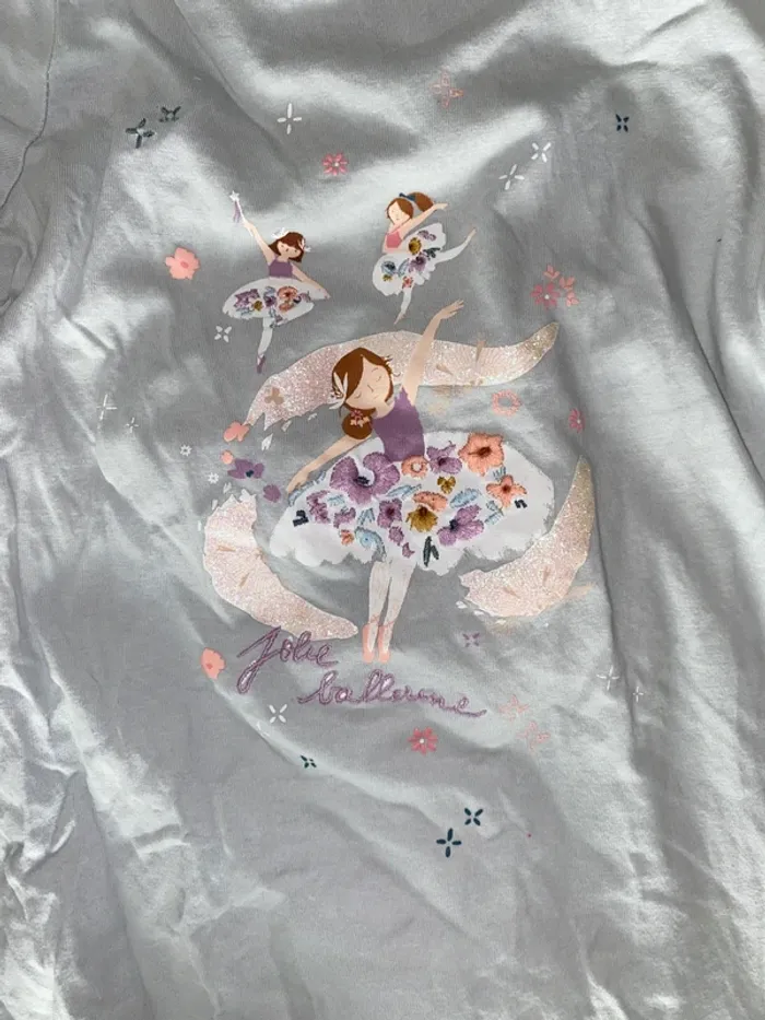 Pyjama 2 pièces chemise nuit sergent major 8 ans fleurs jolie ballerine danseuse - photo numéro 3