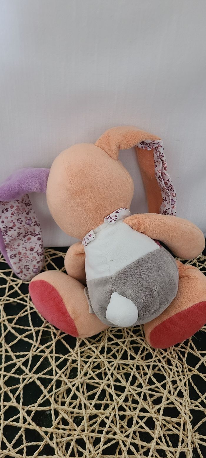 Peluche lapin TEX BABY Carrefour orange violet - photo numéro 2