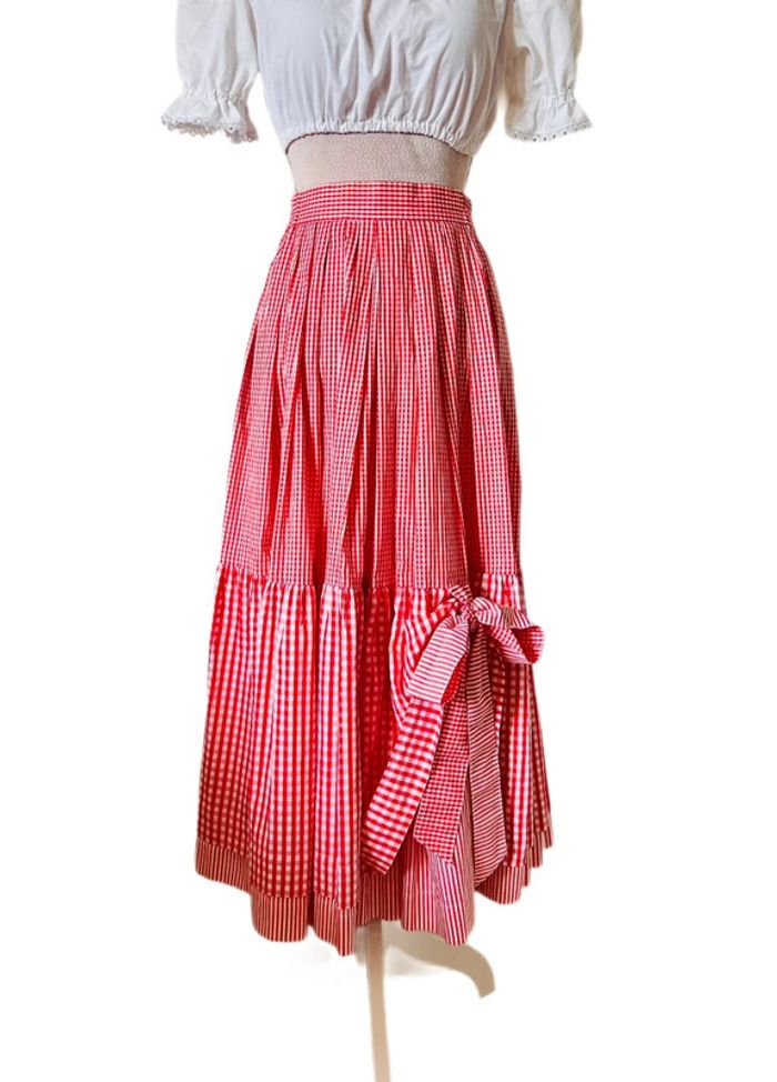 🍒Longue jupe vintage carreaux vichy à volants champêtre cottagecore gingham ruffled long skirt🍒 - photo numéro 4