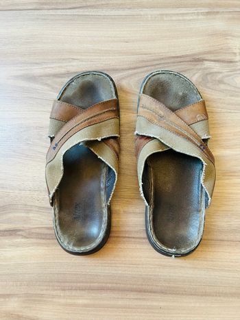 Sandales marrons Cuir et toile Style Baroudeur Homme Altex Pointure 43