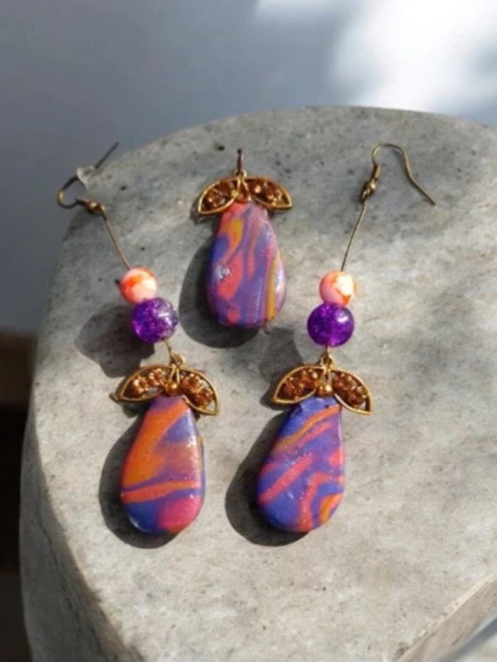 Parrurre boucles d'oreilles pendante avec pendentif - photo numéro 2