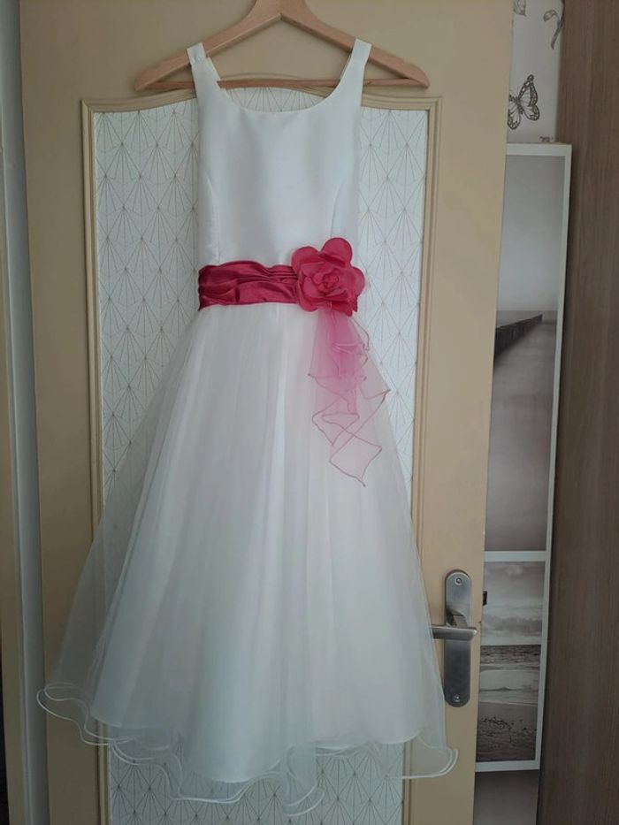 Magnifique robe de cérémonie nettoyée fille avec gilet comme neuve portée 2h point mariage 12 ans - photo numéro 5