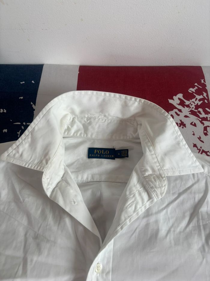 Chemise Ralph Lauren Vintage Blanc Logo Bleu Taille S/M - photo numéro 7