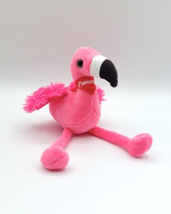 Peluche doudou flamand rose RODA Camargue bandana rouge 22 cm