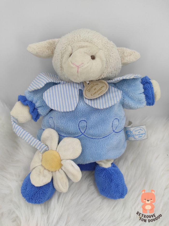Doudou Marionnette Mouton Bleu Doudou et Compagnie