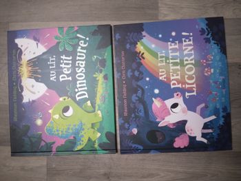 lot 2 livres au lit petit(e) licorne / dinosaure