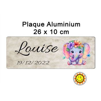 Plaque prénom aluminium personnalisée 26 x10 cm