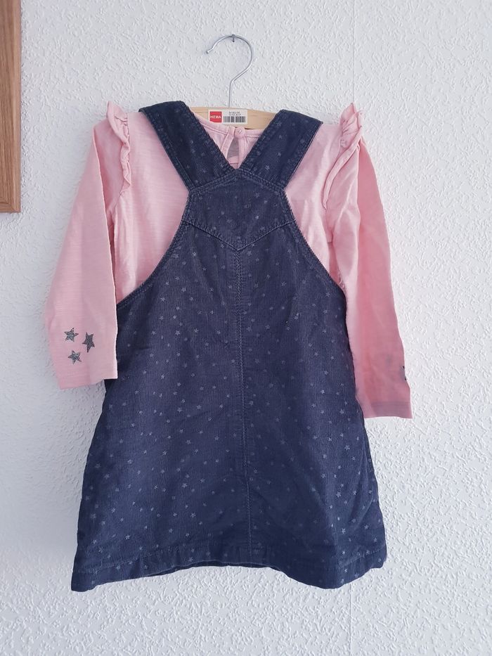 Baby Club - Ensemble salopette robe en velours + tee-shirt à longues manches - photo numéro 5