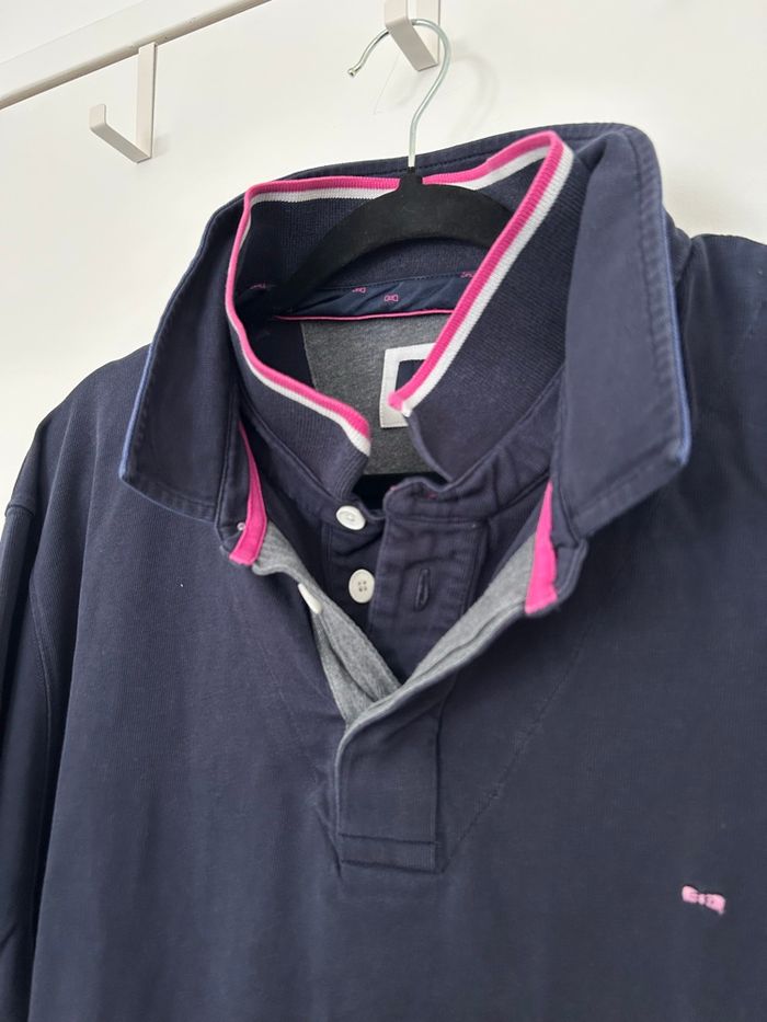 Polo manches longues bleu marine double col empiècement dans le dos Eden Park 3XL - photo numéro 4