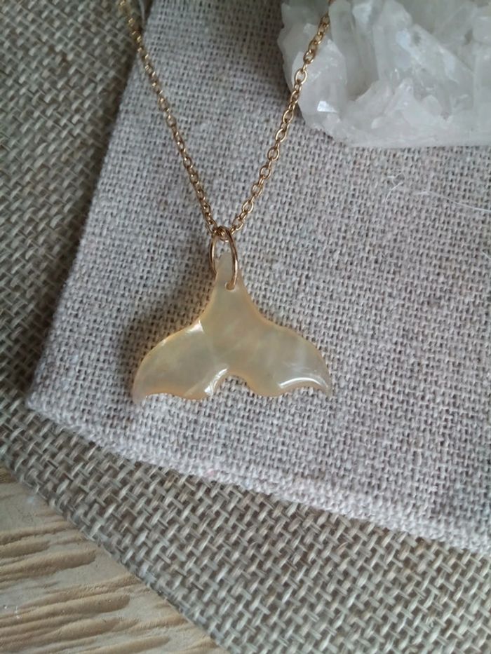 Collier bohème queue de sirène en nacre naturelle - photo numéro 3