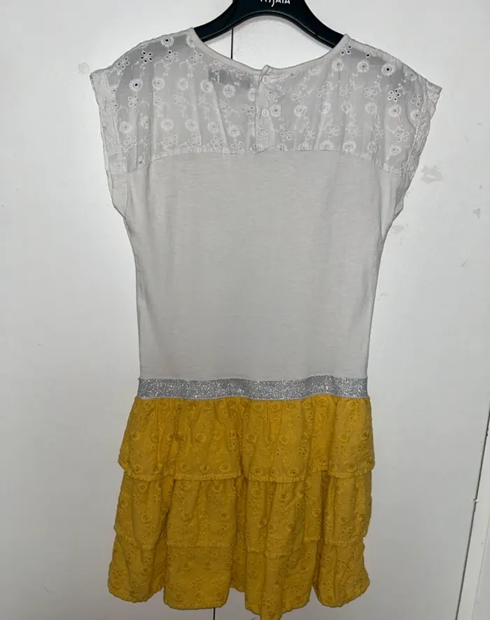 Robe blanche et moutarde fille taille 8 ans inextenso - photo numéro 3