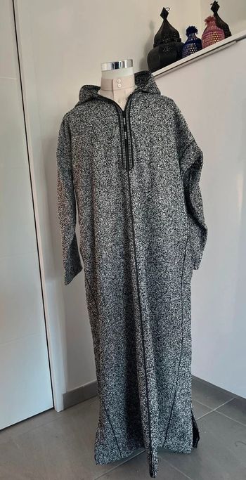 Djellaba marocaine 🇲🇦 hiver Premium Adza chiné noir taille 2XL