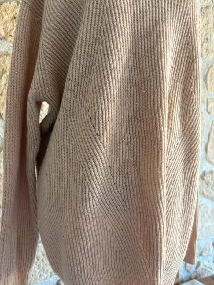 Pull oversize beige en maille côtelée – RIU Paris – Taille 5 (XL/XXL) - photo numéro 3