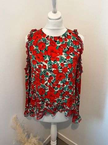 Blouse à fleurs épaules dénudées Zara S comme neuve