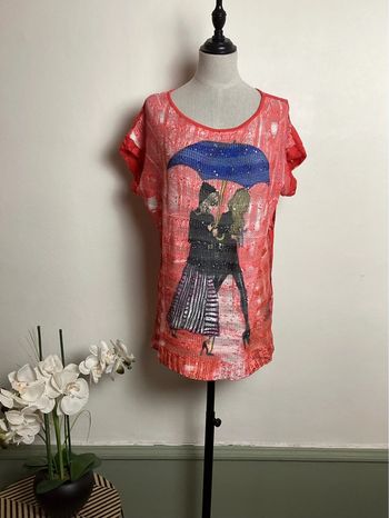 Teeshirt orange avec dessin Encobella 36