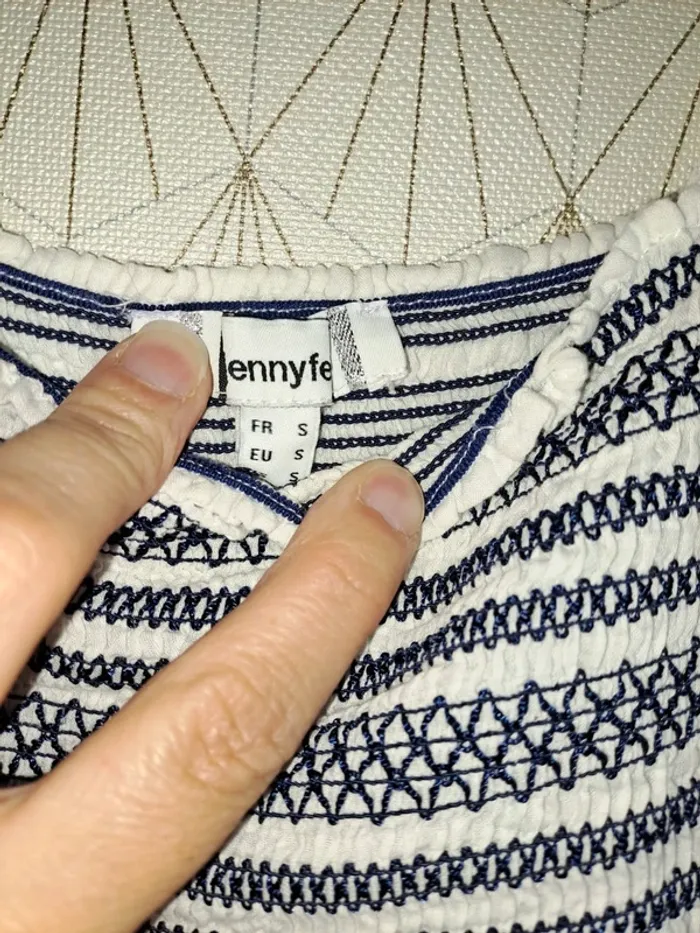 Débardeur femme Jennyfer bleu et blanc tbe comme neuf S - photo numéro 2