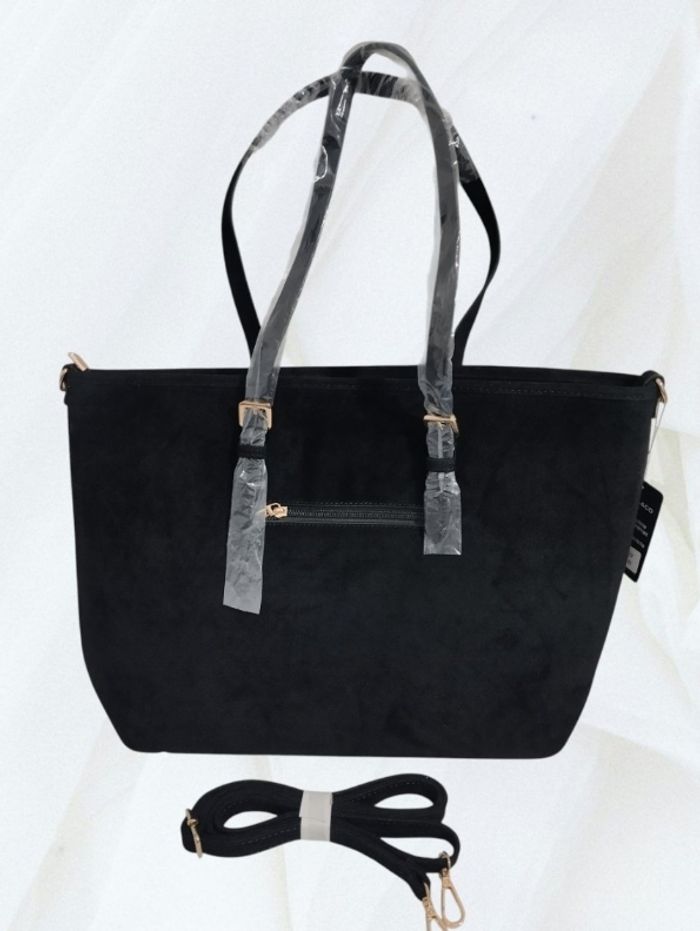 Sac cabas suédine noir - photo numéro 2