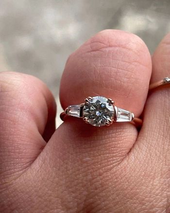 Bague argent plaqué or rose diamant moissanite 1ct 