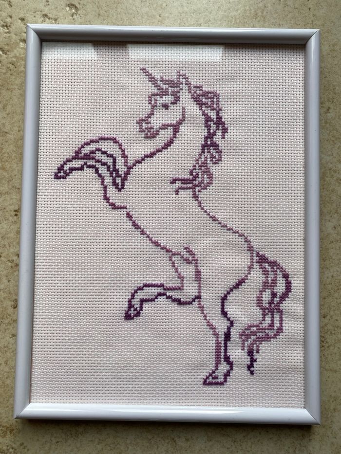 Cadre licorne en point de croix - photo numéro 2