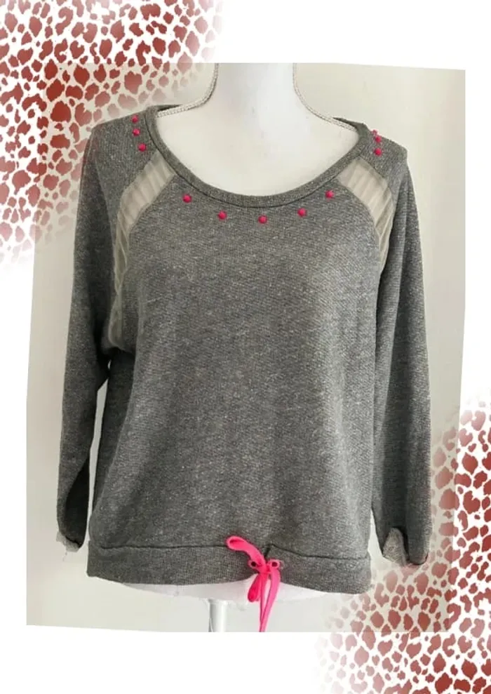Sweat manches longues gris Terranova taille 40