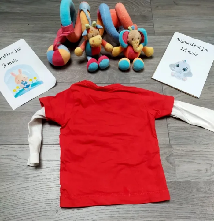 T-shirt manches longues Latest edition rouge bébé garçon 9-12 mois H&M - photo numéro 6