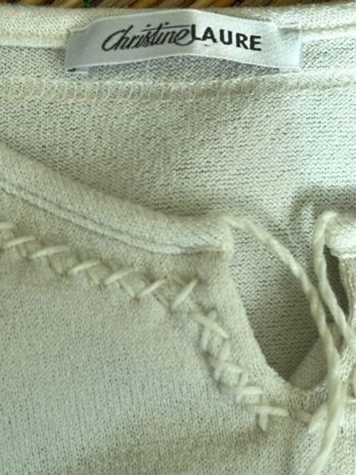 Pull crème avec perles en bois - photo numéro 2
