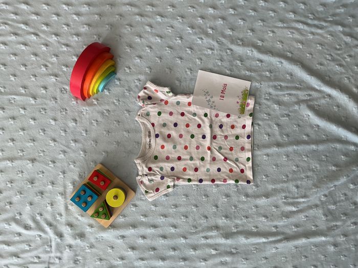 teeshirt manches longues blanc à pois multicolore 18/24 mois babygap - photo numéro 1