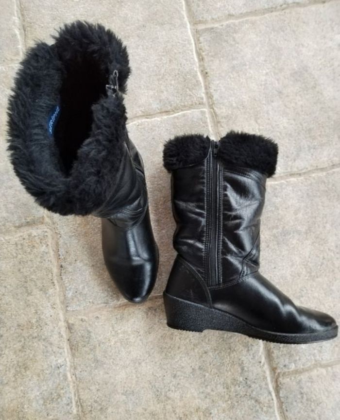 Bottes femme cuir noir fourré - photo numéro 2