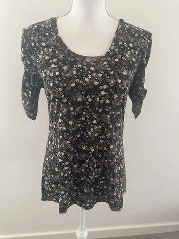 T-shirt à fleurs beige et noir Cassis T3