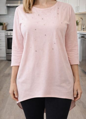 Pull large Tunique ample pour Femme manche mi-longue  Coton Rose Taille Unique (F613)