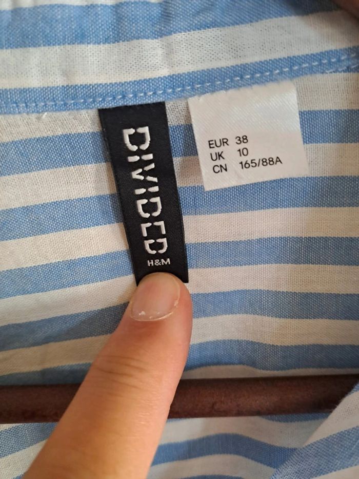 Chemise femme divided bleu blanc rayé H&m 38 tbe - photo numéro 2