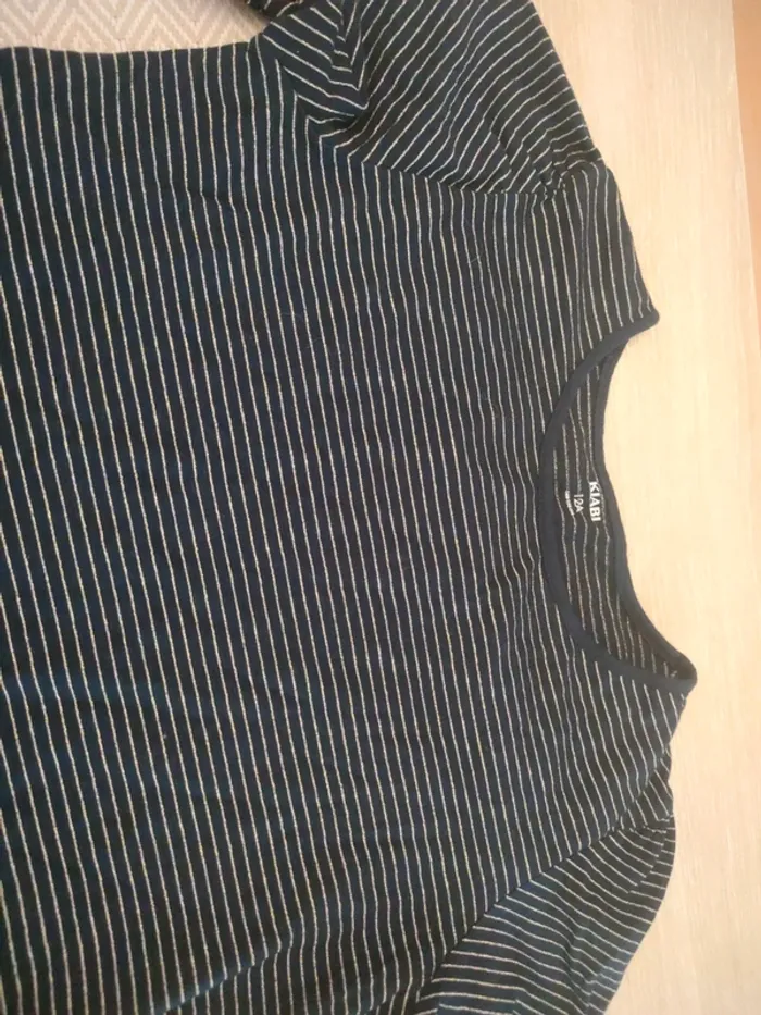 Tee shirt marinière marine or Kiabi 12 ans - photo numéro 2