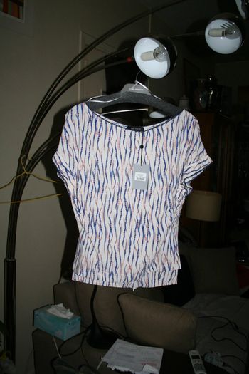 🌸Top Ecru et bleu marine Taille 38 "cop copine" Neuf Tendance2023 🌸